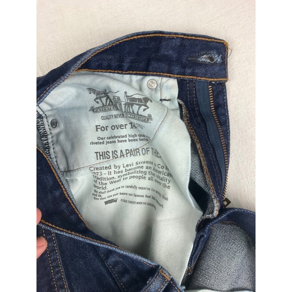 Levi Strauss Co 505 Mens Dark Wash Straight Leg Jeans W30 L34 (fits 32x33) - Picture 14 of 15